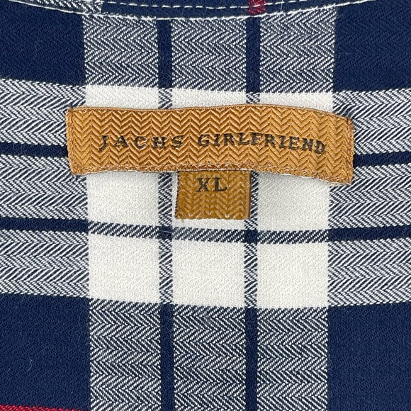 Jachs Girlfriend Blue White Plaid Short Sleeve Button Down Shirt Size XL - Picture 5 of 5